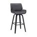 HomeRoots 42" Gray Faux Leather And Iron Swivel Bar Height Chair - 20 x 42 x 20