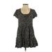 Dress Forum Casual Dress - Mini Scoop Neck Short sleeves: Black Floral Dresses - Women's Size Small