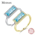 MODIAN – bague en argent Sterling 2021 pour femme bijou rectangulaire exquis en zircone bleu ciel