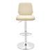 HomeRoots 44" Cream And Walnut Faux Leather And Steel Swivel Adjustable Height Bar Chair - 17 x 44 x 20