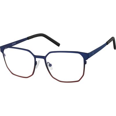 Zenni Geometric Glasses Blue/red Titanium Full Rim Frame