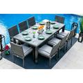 Bari 9-Piece Wicker Dinning Table for Patio â€“ Outdoor Patio Furniture Dining Set 9-Piece Dining Table and Six Cushioned Chairs (Mixed Gray)