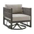 Cuffay Outdoor Patio Swivel Glider Lounge Chair in Dark Brown Aluminum with Cushions