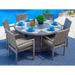 Sorrento 7-Piece Outdoor Patio Furniture Round Dining Table Set in Gray w/ Dining Table and Six Cushioned Chairs (Flat-Weave Gray Wicker Sunbrella Canvas Taupe)