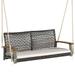 Patiojoy Patio 2-Person Loveseat Rattan Porch Hanging Swing Chair w/ Seat Cushion & Acacia Wood Armrests White