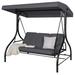 VEIKOUS 3-Seat Outdoor Porch Swing Patio Glider Chair w/Adjustable Canopy and Cushions Gray