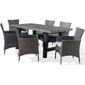 Noble House Sina 7 Piece Concrete Top Patio Dining Set in Natural Gray