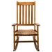 EasingRoom Wooden Rocking Chair for Indoor Outdoor High Back Slat Solid Wood Rocking Chair Natural