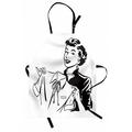 Vintage Woman Apron Retro Female Lady Holding an Old Fashion Blouse Doing Laundry Image Unisex Kitchen Bib with Adjustable Neck for Cooking Gardening Adult Size Black and White by Ambesonne