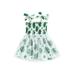 Toddler Girl St Patricks Day Outfits Suspender Lace Dress Four Leaf Clover Dress Floral Tulle Dress Summer Clothes