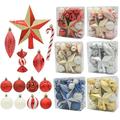 40pcs Mix Shaped Christmas Ball Sets Xmas Tree Decoration Prop Set Hanging Pendant Ornaments Sets Holiday Home Decor Supplies