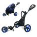 LIEAGLE Collapsible Golf Cart 3 Wheels Folding Golf Pull Push Cart with Foot Brake Adjustable Handle - Easy to Open & Close Blue