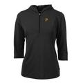 Women's Cutter & Buck Black Pittsburgh Pirates Virtue Eco Pique 3/4 Sleeve Half-Zip Pullover Hoodie