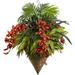 Nearly Natural Mixed Tropical & Cymbidum Hanging Basket