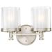 Decker; 2 Light; Vanity Fixture with Clear and Frosted Glass