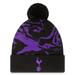 Men's New Era Black Tottenham Hotspur Allover Print Cuffed Knit Hat with Pom