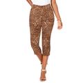 Plus Size Women's Invisible Stretch® Contour Capri Jean by Denim 24/7 in Chocolate Flowy Animal (Size 28 W)