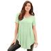Plus Size Women's Swing Ultra Femme Tunic by Roaman's in Green Mint (Size 22/24) Short Sleeve V-Neck Shirt