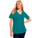 Plus Size Women's Short-Sleeve V-Neck One + Only Tee by June+Vie in Tropical Teal (Size 18/20)