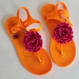 Kate Spade Shoes | Kate Spade Floral Rubber Flower Beach Sandal Sandals Slipper Shoes 6 Women's | Color: Orange/Pink | Size: 6