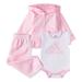 Adidas Matching Sets | Adidas Baby Girls Pink Track Suit Set Of 3 Hoodie Jacket Bodysuit Jogger Pants | Color: Pink/White | Size: 12mb