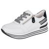 Plateausneaker REMONTE, Damen, Gr. 38, schwarz-weiß (weiß, schwarz), Leder, sportlich, Schuhe, mit Wechselfußbett, Freizeitschuh, Halbschuh, Schnürschuh