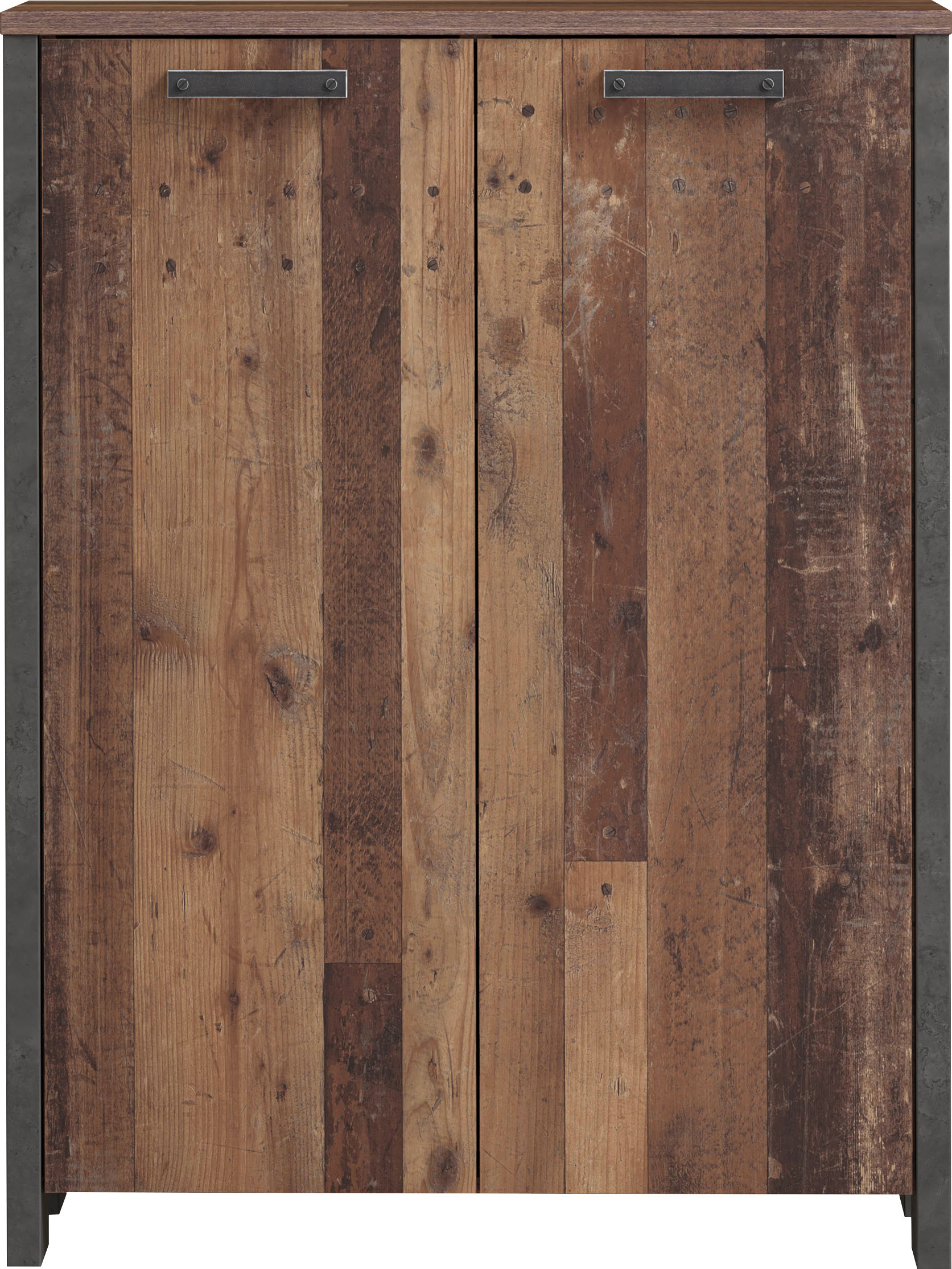 Kommode FORTE "Clif", grau (old – wood vintage, betonoptik dunkelgrau), B:86cm H:115cm T:41,6cm, Dekorfolie, FSC-zertifizierter Holzwerkstoff, Metall, Sideboards, Kommode, Aktenschrank im Industriestil, Breite 86 cm x Höhe 115 cm