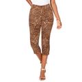 Plus Size Women's Invisible Stretch® Contour Capri Jean by Denim 24/7 in Chocolate Flowy Animal (Size 38 W) Jeans
