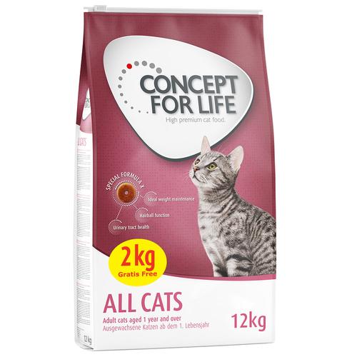 10 + 2 kg All Cats Concept for Life Katzenfutter trocken