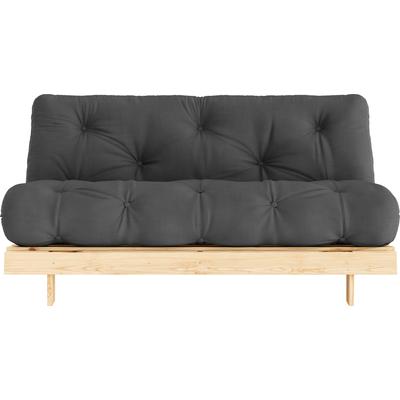 Schlafsofa KARUP DESIGN "Roots 160 Schlafsofa, Gästebett, Sofa mit Futonmatratze", grau (dunkelgrau), B:160cm H:85cm T:105cm, Bezug: 80% Baumwolle, 20% Polyester, Sofas, Inkl. Futonmatratze, Liegefläche 160x200 cm, FSC zertifizierte Kiefer Image
