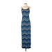 Forever 21 Casual Dress - A-Line Scoop Neck Sleeveless: Blue Chevron/Herringbone Dresses - Women's Size Small