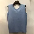 Gilet en tricot pour femmes col en V Super doux Streetwear coupe décontractée fente latérale