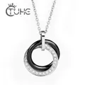 Bijoux en céramique Double cercles collier rond ras du cou pour femmes colliers et pendentifs en