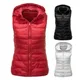 Gilet à capuche en fibre solide pour femme parka rembourrée optique léger glaçure en duvet