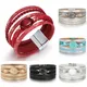 Bracelets multicouches en corde pour femmes breloque en métal style bohème cuir Bracelets