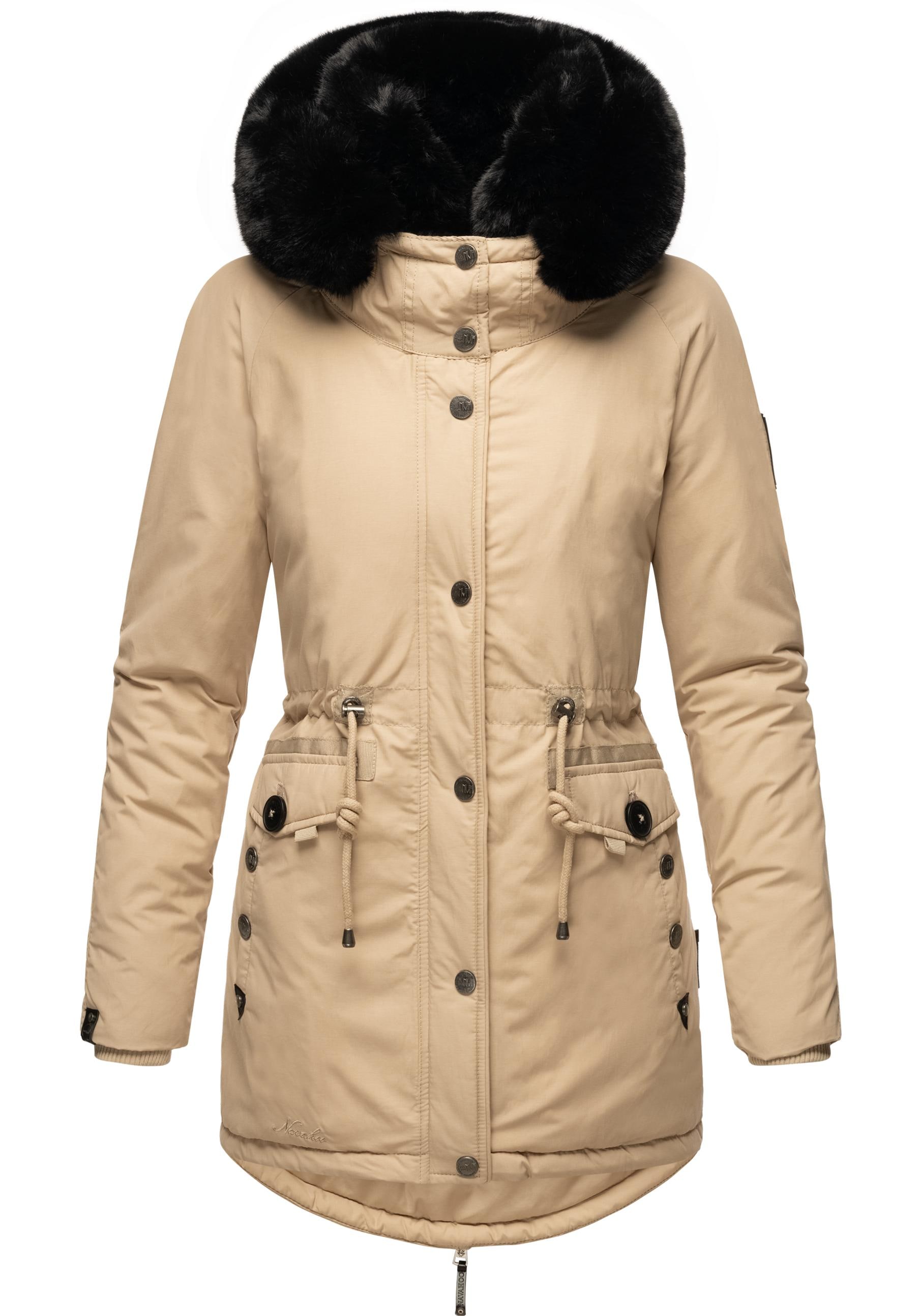 Wintermantel NAVAHOO "Sweety Deluxe", Damen, Gr. M38, grau (taupe), Obermaterial: 60% Baumwolle, 40% Nylon, Futter: 100% Polyester, Wattierung: 100% Polyester, Ärmelfutter: 100% Polyester, Kunstpelz: 90% Polyacryl, 10% Polyester, Casual,... Image