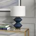 Willa Arlo™ Interiors Corsham Glass Table Lamp Glass/Metal/Fabric in Blue | 22.75 H x 14 W x 14 D in | Wayfair E611600A5C60483B9F64CFAE6B9A8F9C