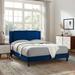 Zahra Channel Tufted Performance Velvet Platform Bed by Modway Upholstered/Velvet in White/Blue | 36 H x 57.5 W x 77.5 D in | Wayfair MOD-7002-NAV