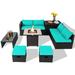 Latitude Run® Rohail 9 Piece Sofa Seating Group w/ Cushions Synthetic Wicker/All - Weather Wicker/Wicker/Rattan in Black | Outdoor Furniture | Wayfair