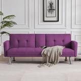 Convertible Folding Sofa Bed Futon Sofa Modern Fabric Accent Sofa, Loveseat Sofa with Cup Holder Design & Adjustable Back