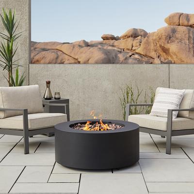Aegean 36" Round LP Fire Table Black w/NG Conversion kit by Real Flame