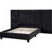 Cleo Queen Bed, Velvet, XL 3 Panel Tall Headboard, Crystal Tufted, Black