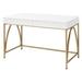 50 Inch Desk Console Table, 2 Drawers, Metal Inverted U Frame, White, Gold