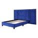 Cleo King Size Bed, Velvet, XL 3 Panel Headboard, Crystal Tufted, Blue