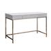 47 Inch Desk Console Table, 2 Drawers, Metal Frame, White, Gold