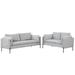 2 Piece Sofa Sets Modern Linen Fabric Upholstered, Loveseat and 3 Seat Couch Set Furniture with USB Charging Ports (2+3 seat)