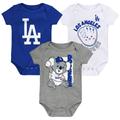 Ensemble de 3 bodys Change Up Royal/Blanc/Gris pour nouveau-nés et nourrissons des Dodgers de Los Angeles