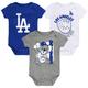 Ensemble de 3 bodys Change Up Royal/Blanc/Gris pour nouveau-nés et nourrissons des Dodgers de Los Angeles