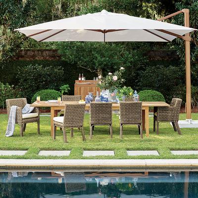 Altura Cantilever Umbrella with Base - 11-1/2' Square, Indigo Canopy, Endura Teak - Frontgate