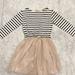 J. Crew Dresses | J.Crew Crewcuts Girl's Sweatshirt Stripe And Tulle Shimmer Dress Size 12 | Color: Pink/White | Size: 12g